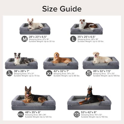 INVENHO L Plus Orthopedic Dog Bed for Large Dogs, Washable Dog Sofa with Egg-Crate Foam, Waterproof Lining and Non-Skid Bottom