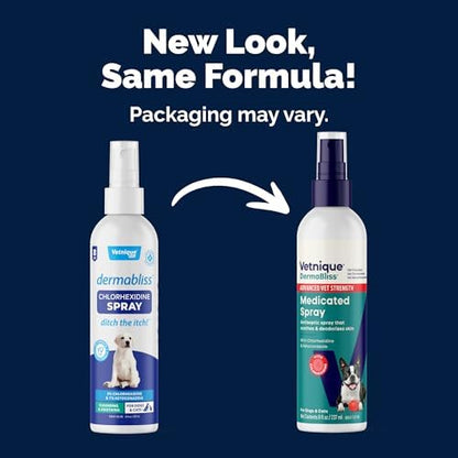 Vetnique Dermabliss Medicated Chlorhexidine Spray for Dogs & Cats, No-Sting