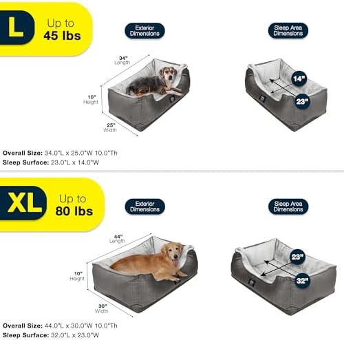 Serta Orthopedic Cuddler Dog Bed for Pets – Desert Sand (Large)