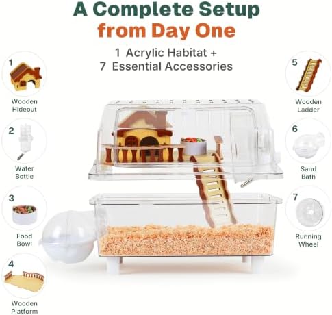8-in-1 Hamster Cage Kit, 16 x 11 x 11.8 in, for Dwarf Hamsters and Gerbils