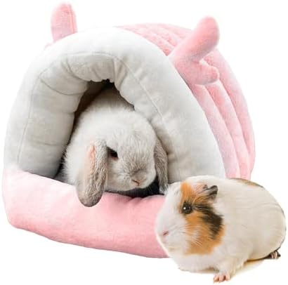 Guinea Pig Hideout, Warm Bed for Guinea Pig,Rabbits, Chinchillas, Guinea Pig Bed, Cozy Small Animal Winter Shelter (Pink, Large)