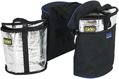 TrailMax Horse Horn Bags for Trail Riding – Medium & Large Western Saddle Horn Bags for Horses & Mules, Insulated Trail Gear with Secure Fit & Grab-and-Go Liners, Large, Black with Blue Piping