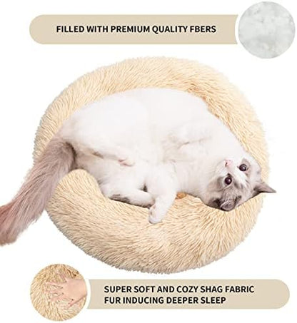 Nisrada Cat Beds for Indoor Cats,20 Inch Dog Bed for Small Melium Large Dogs, Washable-Round Pet Bed for Puppy and Kitten with Slip-Resistant Bottom