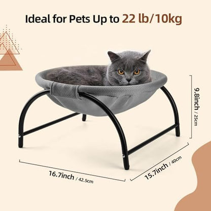 LIFLIX Raised Cat Hammock Bed, Free Standing Cat Cot with Washable Mesh, Pet Bed for for Kittens, 17.1 x 17 x 9.5 inches