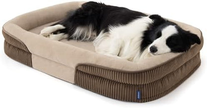 Bedsure XL 360°Oval Bolster Orthopedic Dog Beds Large Sized Dog,42" Brown