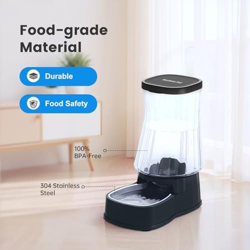 Automatic Dog Water Dispenser, Stainless Steel Bowls Feeder, 100% BPA-Free