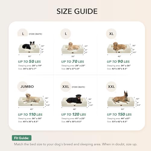 Waterproof Orthopedic Dog Bed for Extra Large Dogs, 42x30in, Beige