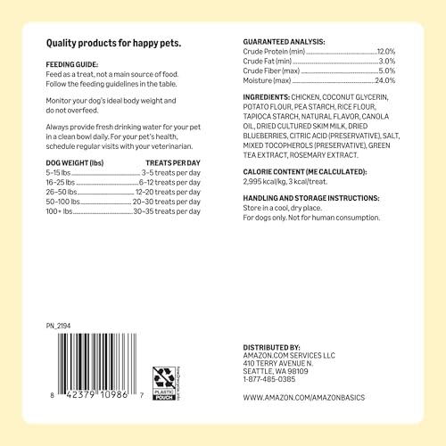Amazon Basics Chicken Flavor Training Treats for Dogs, 1 lb. Bag (16 oz) (Previously Wag)