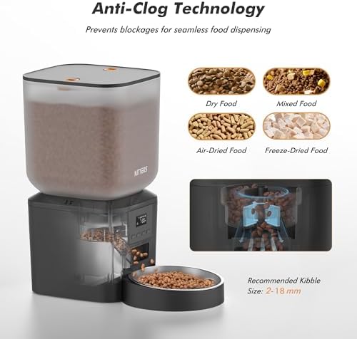 Automatic Dog Feeder - 8L/34 Cups Large Capacity Automatic Cat Food Dispenser with LCD Screen, Large Food Tray, Battery Operated, Timed Cat Feeder, Up to 50 Portions 6 Meals Per Day, Keeps Fresh