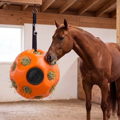 Seenelling 15.75" Extra Large Slow Feed Hay Ball for Horses,Orange