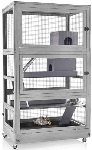 GUTINNEEN Large Ferret Cage Rat Cage 4 Levels Small Animal Cage for Chinchilla, Hedgehogs, Squirrel, Chameleon, Lizard, Gerbils Anti-Chewing