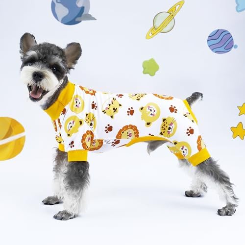 XPUDAC 4 Pieces Dog Pajamas Soft Strechy Puppy Onesies Pet Clothes for Small Medium Dogs Boy Girl Cat Pet Outfit, 150-M
