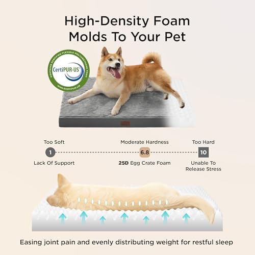 Bedsure ComfyFleece Large Dog Bed for Crate with Washable Cover, 35x22