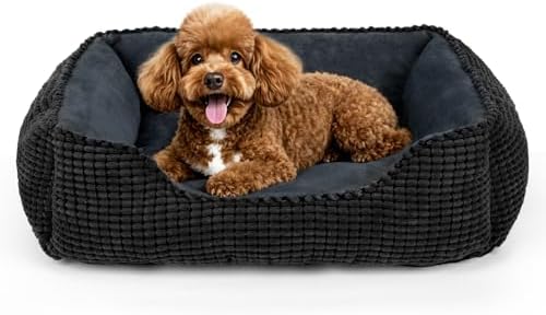 MIXJOY Rectangle Washable Orthopedic Dog Bed for Small, Medium and Large Dogs, Soft Calming, Sleeping Puppy Bed Durable Pet Cuddler with Anti-Slip Bottom, S (20"x19"x6")