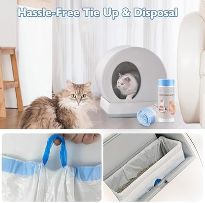 60 Count Self-Cleaning Cat Litter Box Liners Compatible With MW-SC01/SC02/SC09/LR01/LR02, Drawstring Heavy Duty Kitty Waste Bags Disposable Receptacles Bags Trash Bag -18" x 12.6"