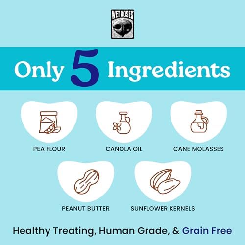 Wet Noses Organic Crunchy Dog Treats – All-Natural, Human-Grade, Non-GMO, Healthy Training & Delicious Snacks for Dogs, for All Dog Sizes & Breeds – Grain Free Peanut Butter & Molasses, 14oz (2 Pack)