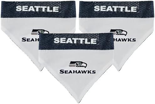 Pets First NFL Dog Bandana - Seattle Seahawks Reversible PET Bandana. 2 Sided Sports Bandana with a Premium Embroidery Team Logo, Large/X-Large. - 2 Sizes & 32 NFL Teams Available (Pack of 3)