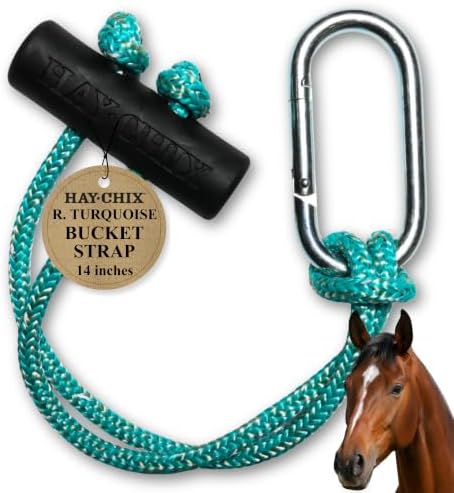 hay chix 14-Inch Horse Bucket Strap | Adjustable Stall Hanger, R. Turquoise