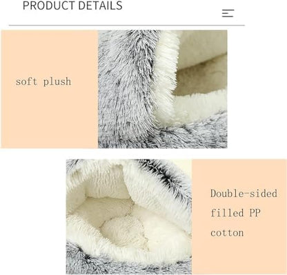 YUDANSI Small Dog Bed Hooded, Cat Cave Bed for Indoor Cats with Covered Hood for Small Dogs Cats Puppy, Plush Faux Fur Enclosed Nest(Gray-26'')