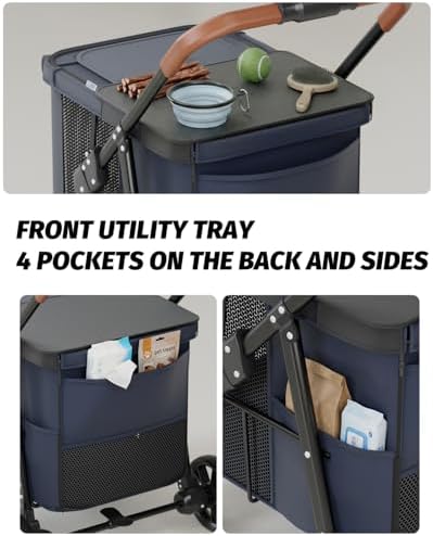 Dog Stroller for Large & Medium Dogs Up to 80 Lbs, Navy Blue