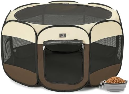 A 4 Pet 40.55-in Dog Playpen, Small Dogs & Puppies, Brown+Beige