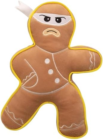 Snugarooz Lil Ninja Bread Man Plush Toy with Repair Patch Soft & Durable Chew Toy for Small Dogs - Crinkle Sounds - Ideal for Playtime
