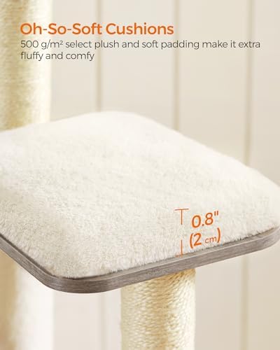 Feandrea Cat Tree, 64.6-Inch Multi-Level Tower with 5 Scratching Posts