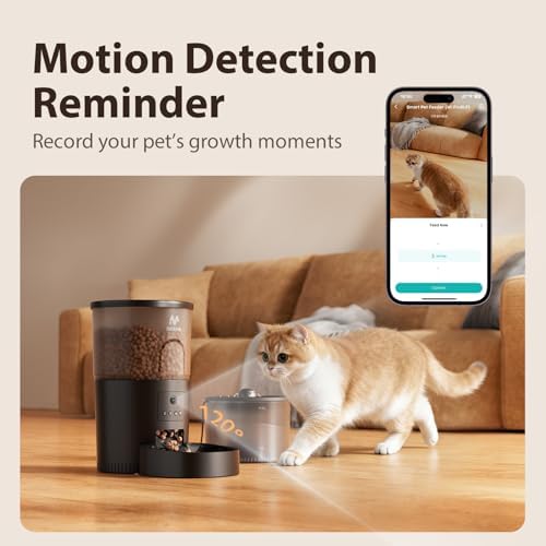 IMIPAW Automatic Cat Feeder with Camera and Water Fountain, HD AI Pet Recognition, APP Remote Control, Timed Food Dispenser, Two-Way Audio, Night Vision Function, 3L Fountains for Drinking with Filter