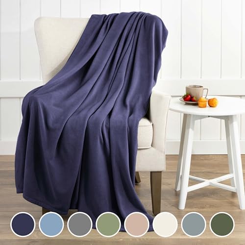 Twin Size Fleece Bed Blanket | Comfy Supersoft Fleece Blanket – All-Season Light Weight Throw Blanket | Luxuriously Soft | Throw Blanket for Couch and Sofa | Machine Wash | Navy