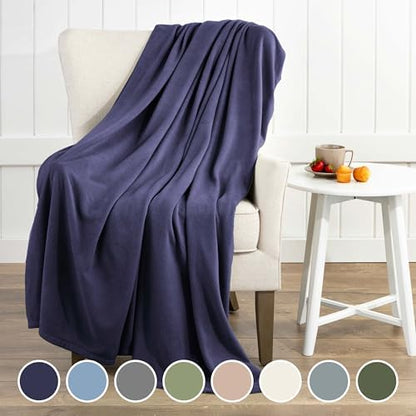 Full/Queen Size Fleece Blanket | Comfy Supersoft Fleece Blanket Full Size – All-Season Light Weight Throw Blanket | Luxuriously Soft | Throw Blanket for Couch and Sofa | Machine Wash | Navy