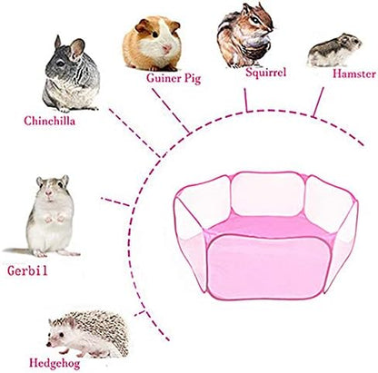 Hamster Playpen with Mat, Large - Foldable Exercise Playpen, Breathable and Transparent Pet Cage Fence Indoor/Outdoor for Guinea Pigs Small Animal Gerbils Chinchillas Hedgehogs Rats