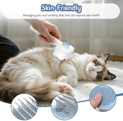 Dog & Cat Brush for Shedding, 2-in-1 Self Cleaning Deshedding Brush