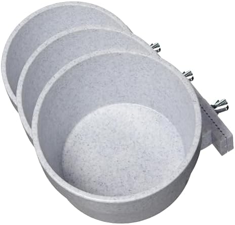 Lixit Quick Lock Removable Cage Bowls for Rabbits, Guinea Pigs, Gerbils, Ferrets, Dogs, Cats, Birds, and Other Small Animals - Made in USA (Gray,20 Ounce), (Pack of 3)