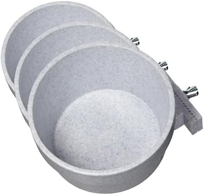 Lixit Quick Lock Removable Cage Bowls for Rabbits, Guinea Pigs, Gerbils, Ferrets, Dogs, Cats, Birds, and Other Small Animals - Made in USA (Gray,20 Ounce), (Pack of 3)