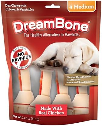 DreamBone Medium Bone Rawhide-Free Dog Treats With Real Protein, 4 Count