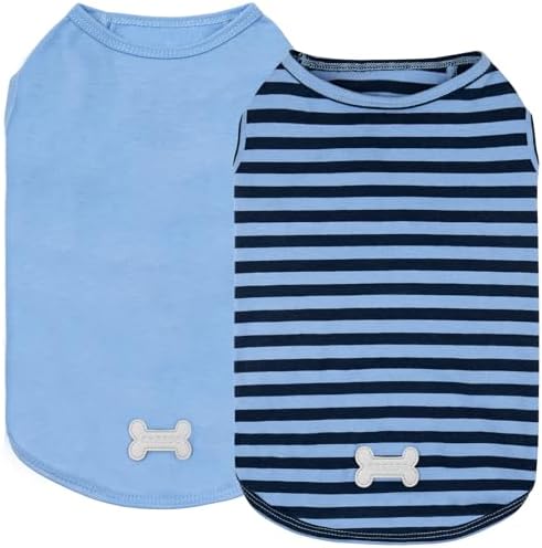KYEESE 2Pack Cotton Dog Shirt for Small Medium Dogs Soft Striped Tank Top