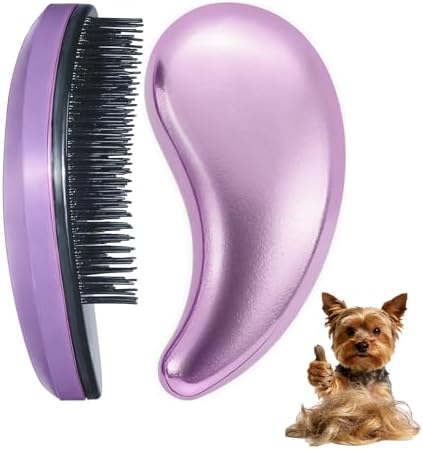 Small Dog Brush, Skin-friendly Soft Bristles (Electroplating Purple)