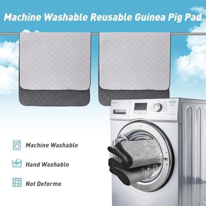 Guinea Pig Cage Liners, 16''X24'' Washable Guinea Pig Pee Pads, Non Slip Reusable Super Absorbent Guinea Pig Training Mat Bedding Fleece for Small Animals Hamster Rabbit Chinchilla Rat, 2Pack