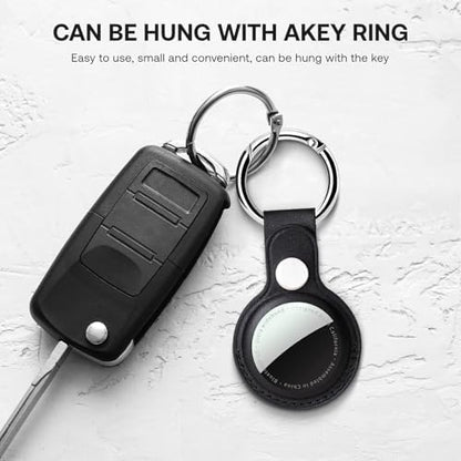 Compatible with AirTag Holder Case with Keychain, 4 Pack Protective Cases Cover Tags GPS Tracker Item Tag Finders Accessories for Keys, Bags, Luggage（Black/White/Red/Blue）