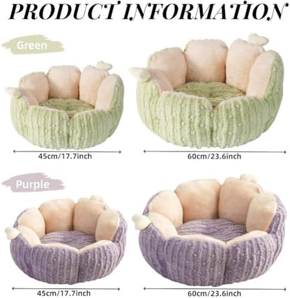 LYFJMUS Cactus Cat & Dog Beds - Fluffy Cat House with Removable & Washable Cushion Pillow, Warm Sleeping Bed for Cats & Small Dogs
