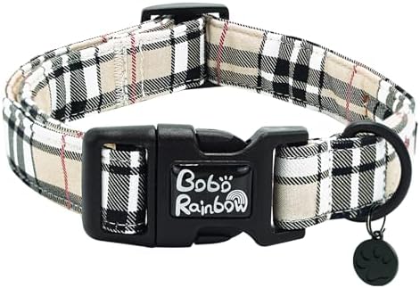 Dog Collar-Plaid Print Adjustable Pet Collar Comfortable Cute Puppy Collars Lightweight Quick-Release Buckle Collars Boy&Girl for Small Medium Dogs