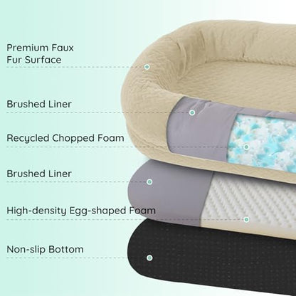 ChiXnuggle Orthopedic Human Dog Bed,with Faux Fur Washable Cover,Blanket