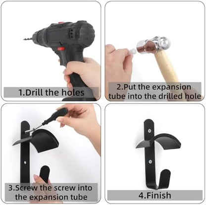 Cididu 4 Pack Horse Bridle Rack Hooks, Metal Bridle Holder Bracket Heavy Duty, Wall Mount Horse Tack Storage Harness Halter Hanger with Screws, Horse Trailer Stall Accessories for Horse Barn Tack Room