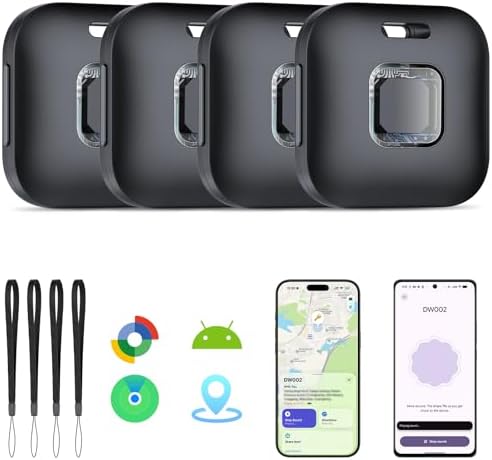 Hoxe Air Tracker Tags-4 Pack for iOS & Android, Smart Tag for Key, Bag, Pet