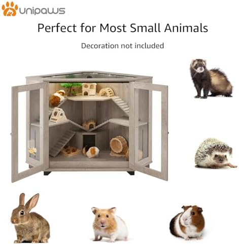 unipaws Chinchillas Hedgehog Cage with Ramp and House, Large Size