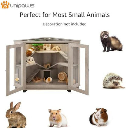unipaws Chinchillas Hedgehog Cage with Ramp and House, Large Size