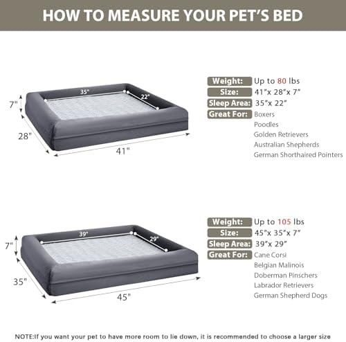 WNPETHOME XL Extra Large Orthopedic for Senior Dog Bed Comfy Sleeping