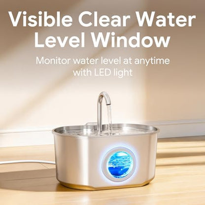 Cat Water Fountain Stainless Steel: 74oz/2.2L Cat Fountain for Drinking