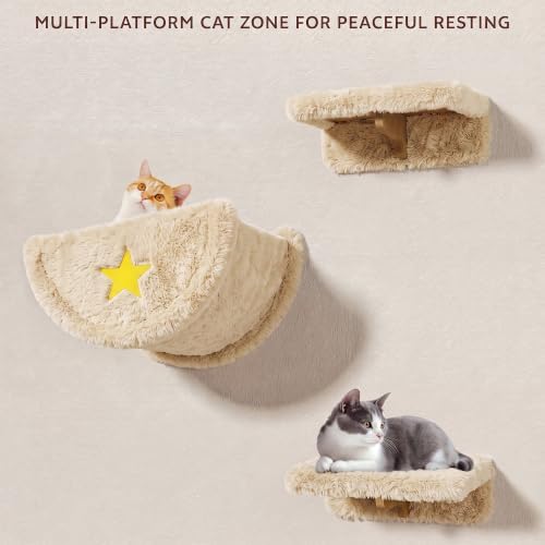 Cat Wall Furniture, 13 in 1 Moon & Bridge Cat Wall Shelves, Beige