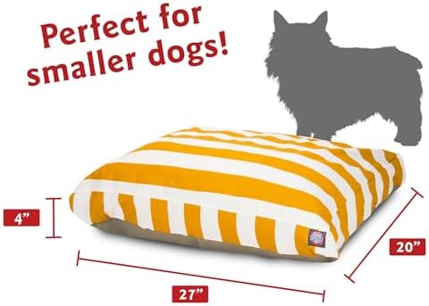Majestic Pet Shredded Memory Foam Dog Bed Small with Removable Washable Cover – Rectangle Orthopedic Dog Bed–Durable Dog Crate Bed-Flat Dog Bed for Senior Dogs - (27x20) S - Links - Yellow